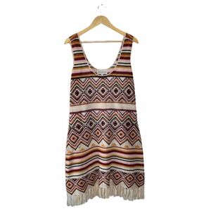 Idyllwind Crochet Dress Women Multi Color Fringe Boho Western Hippie Festival